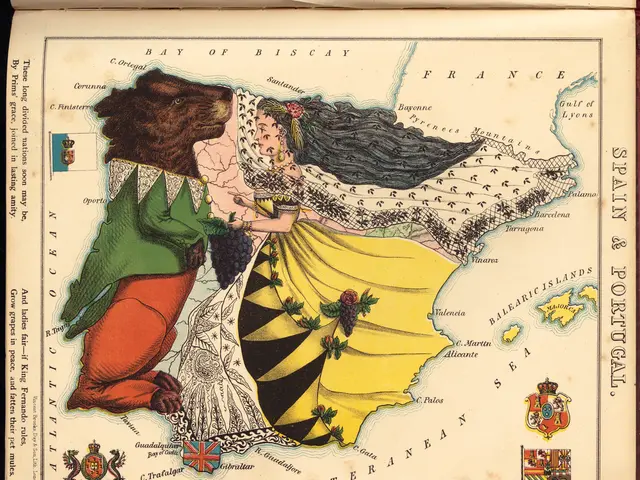 In this image there is a painting of the persons and there are some text written on this painting.